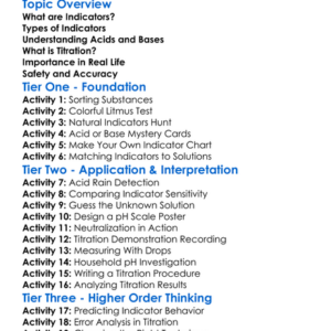 Indicators And Titration Worksheet Activity Booklet