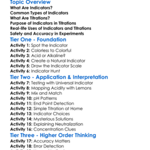 Indicators And Titrations Worksheet Activity Booklet