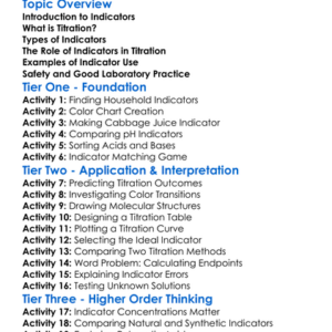 Indicators In Titration Worksheet Activity Booklet