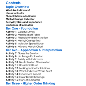 Indicators Litmus Phenolphthalein Methyl Orange Worksheet Activity Booklet