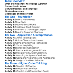 Indigenous Knowledge Systems Worksheet Activity Booklet
