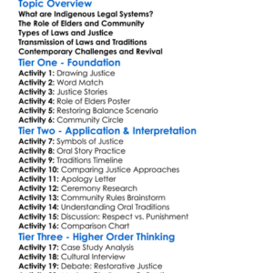 Indigenous Legal Systems Worksheet Activity Booklet