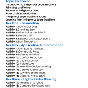 Indigenous Legal Traditions Worksheet Activity Booklet