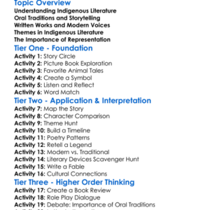 Indigenous Literature Worksheet Activity Booklet