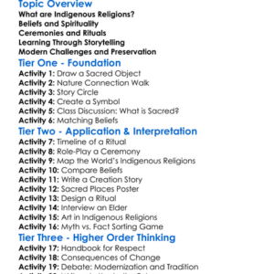 Indigenous Religions Worksheet Activity Booklet