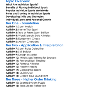 Individual Sports Worksheet Activity Booklet