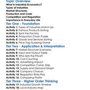 Industrial Economics Worksheet Activity Booklet