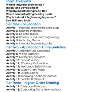 Industrial Engineering Introduction Worksheet Activity Booklet