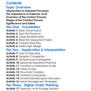Industrial Processes Contact Process Worksheet Activity Booklet