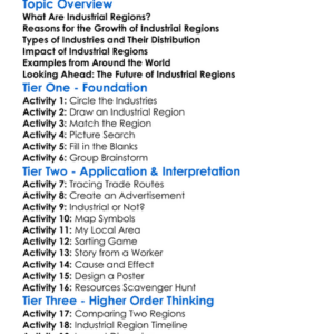 Industrial Regions Worksheet Activity Booklet