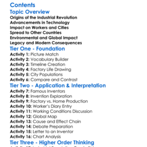 Industrial Revolution And Its Global Impact Worksheet Activity Booklet