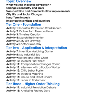 Industrial Revolution Worksheet Activity Booklet