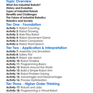 Industrial Robotics Worksheet Activity Booklet