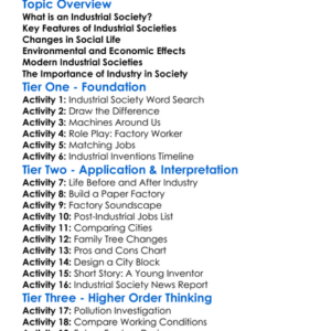 Industrial Societies Worksheet Activity Booklet