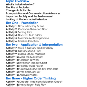 Industrialization And Society Worksheet Activity Booklet