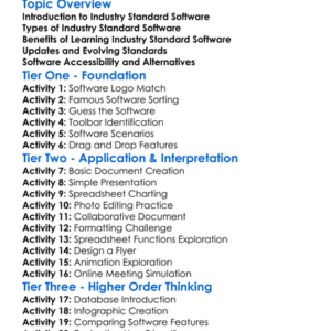 Industry Standard Software Worksheet Activity Booklet