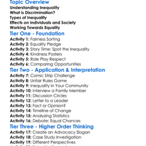 Inequality And Discrimination Worksheet Activity Booklet