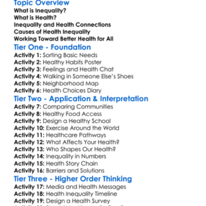 Inequality And Health Worksheet Activity Booklet
