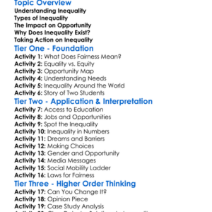 Inequality And Opportunity Worksheet Activity Booklet