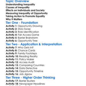 Inequality Of Opportunity Worksheet Activity Booklet