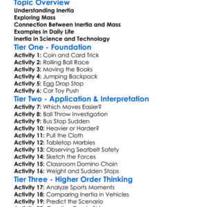 Inertia And Mass Worksheet Activity Booklet