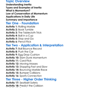 Inertia And Momentum Worksheet Activity Booklet