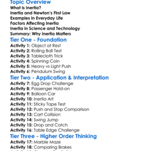 Inertia Worksheet Activity Booklet