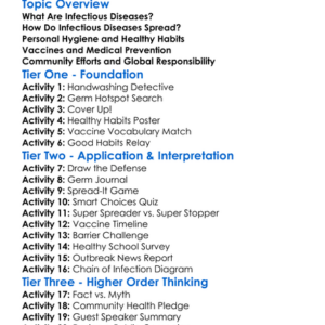 Infectious Disease Prevention Worksheet Activity Booklet