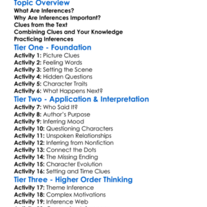 Inferences From Text Worksheet Activity Booklet