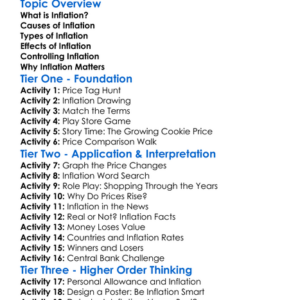 Inflation And Its Effects Worksheet Activity Booklet