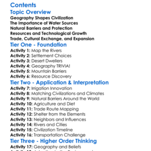 Influence Of Geography On Ancient Civilizations Worksheet Activity Booklet