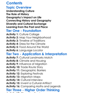 Influence Of History And Geography On Cultures Worksheet Activity Booklet