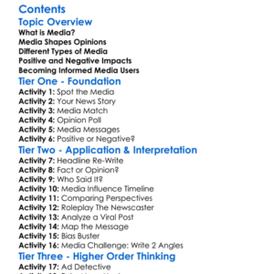 Influence Of Media On Public Opinion Worksheet Activity Booklet