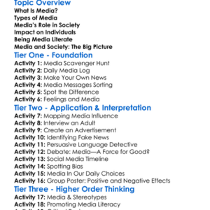 Influence Of Media On Society Worksheet Activity Booklet