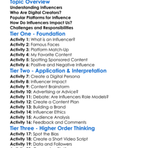 Influencers And Digital Creators Worksheet Activity Booklet