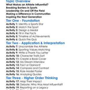 Influential Athletes Worksheet Activity Booklet