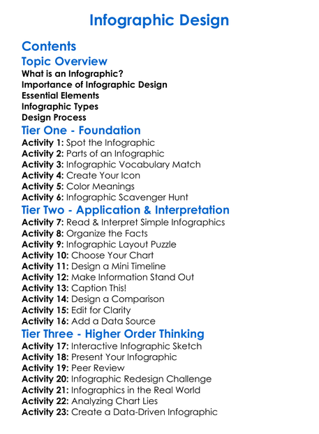 Infographic Design Worksheet Activity Booklet