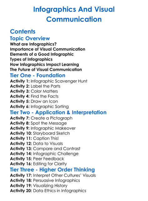 Infographics And Visual Communication Worksheet Activity Booklet