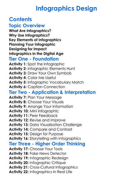 Infographics Design Worksheet Activity Booklet