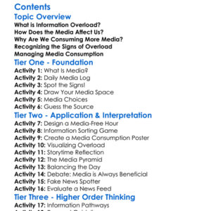Information Overload And Media Consumption Worksheet Activity Booklet