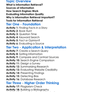 Information Retrieval Worksheet Activity Booklet