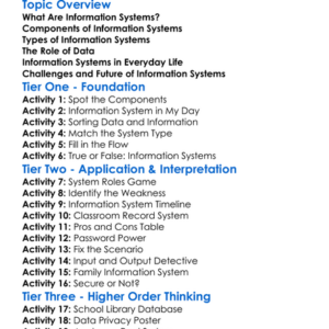 Information Systems Worksheet Activity Booklet