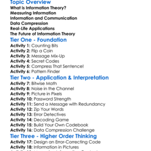Information Theory Worksheet Activity Booklet