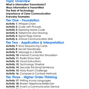 Information Transmission Worksheet Activity Booklet