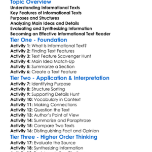 Informational Text Analysis Worksheet Activity Booklet