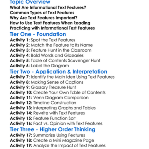Informational Text Features Worksheet Activity Booklet