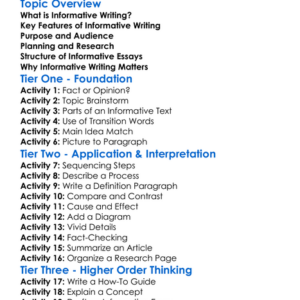 Informative Writing Worksheet Activity Booklet