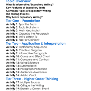 Informativeexpository Writing Worksheet Activity Booklet