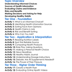 Informed Health Choices Worksheet Activity Booklet