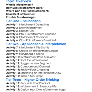 Infotainment Worksheet Activity Booklet